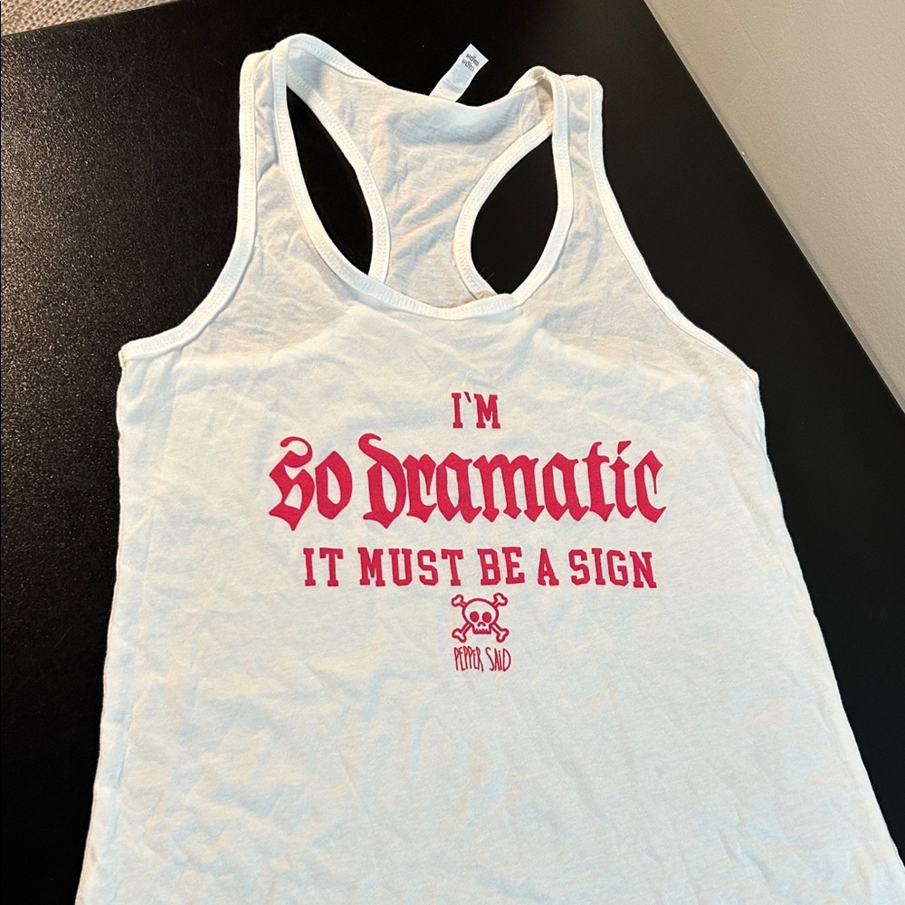 White Tank‎ Top with Red Graphic Print